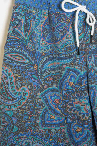 Intricate blue upcycled shorts