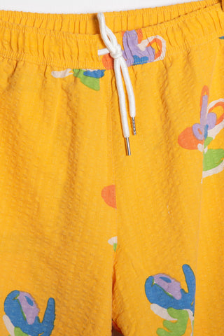 Playful yellow upcycled shorts