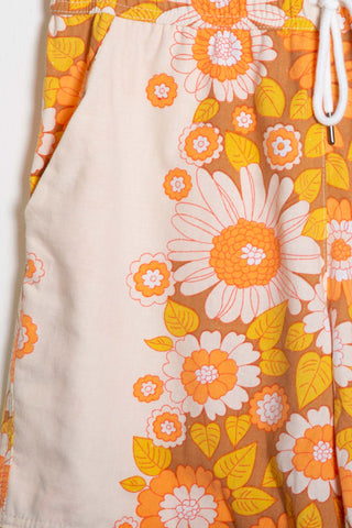 Charming floral orange upcycled shorts