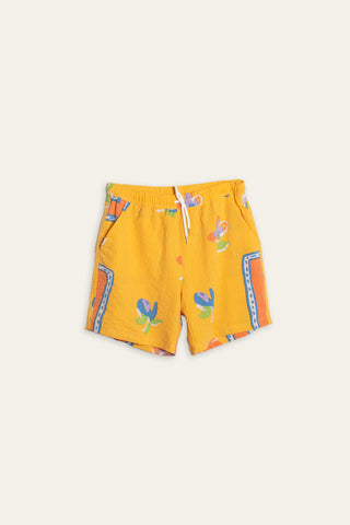 Playful yellow upcycled shorts