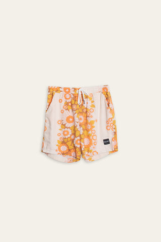 Charming floral orange upcycled shorts