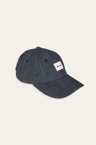 Calm black stripes upcycled cap