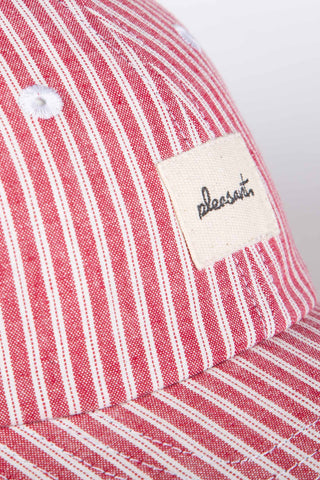 Retro striped red upcycled cap