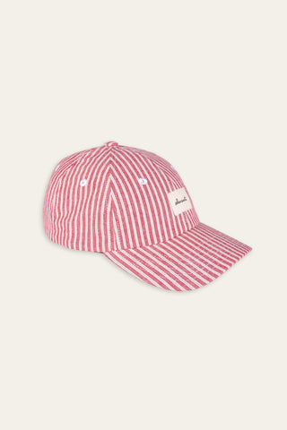 Retro striped red upcycled cap