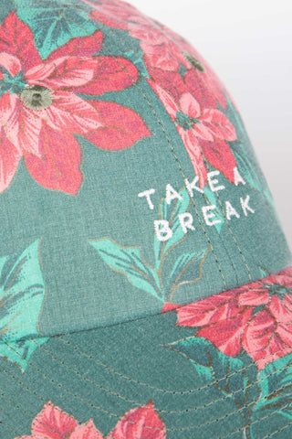Take a break foral upcycled cap