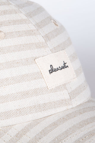 Minimal striped cream upcycled cap