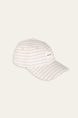 Minimal striped cream upcycled cap