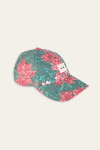 Refreshing floral green upcycled cap