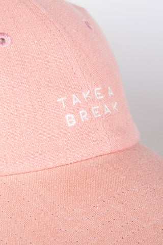 Take a break pink upcycled cap