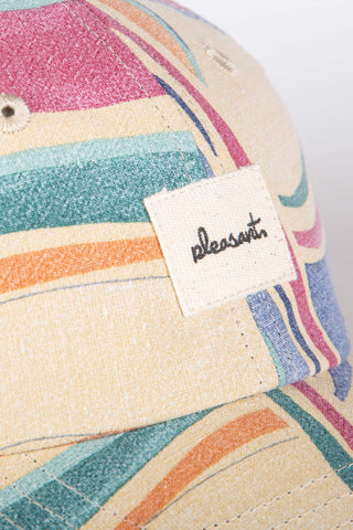 Vibrant striped beige upcycled cap