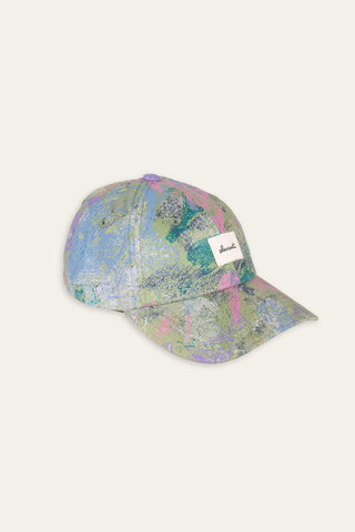 Charming green patterned upcycled cap