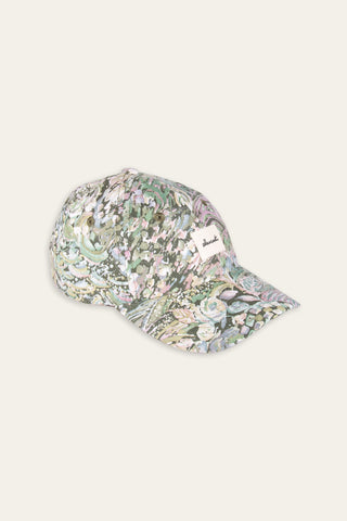 Refined green patterned upcycled cap