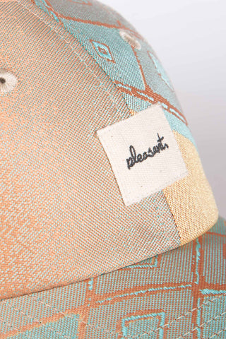 Rustic beige patterned upcycled cap