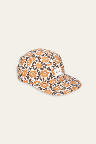70s autumn flower upcycled cap