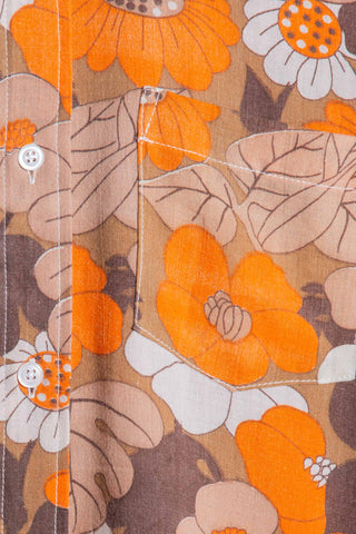 70s floral brown upcycled shirt