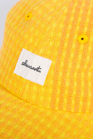 Waffle striped yellow upcycled cap