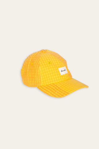 Waffle striped yellow upcycled cap