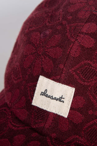 Jacquard floral red upcycled cap