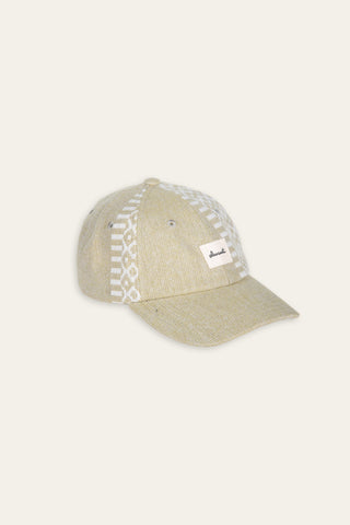Woven geometric beige upcycled cap
