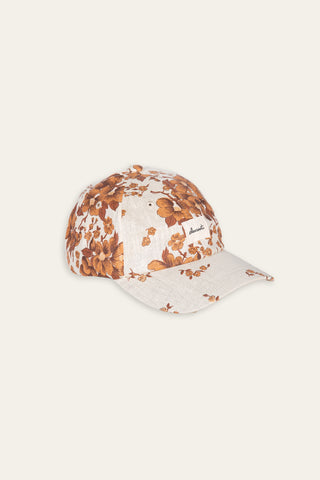 Floral beige upcycled cap