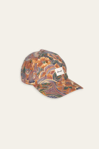 Ornate floral multicolor upcycled cap