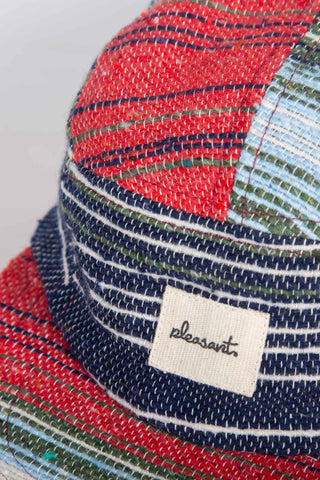 Striped woven multicolor upcycled 5-panel cap
