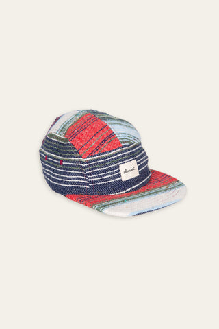 Striped woven multicolor upcycled 5-panel cap