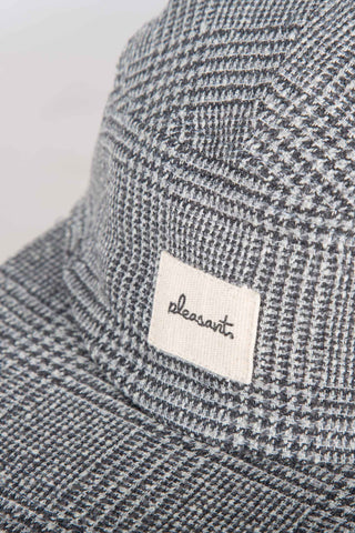 Glen check grey upcycled 5-panel cap