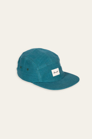 Textured dark green upcycled 5-panel cap