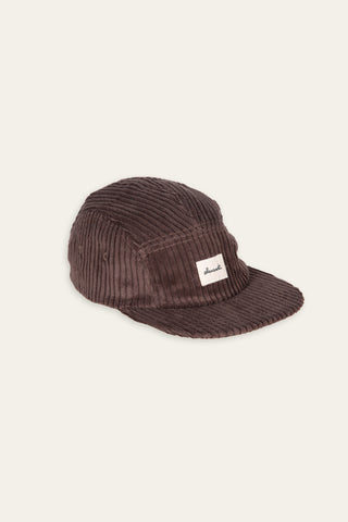 Ribbed brown upcycled 5-panel cap