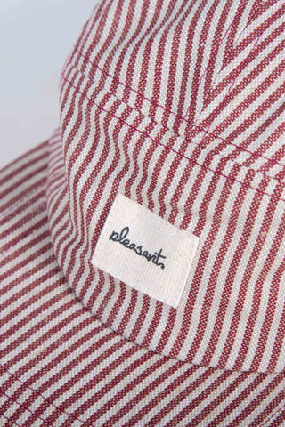 Pinstripe red upcycled 5-panel cap