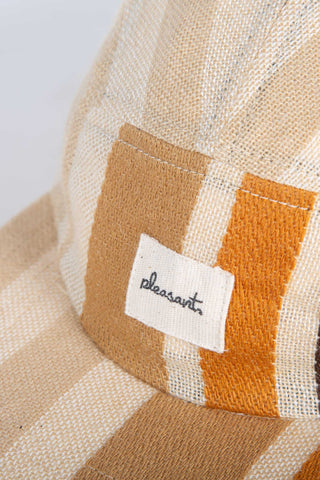 Textured striped beige upcycled 5-panel cap