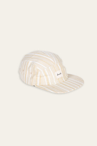 Striped beige upcycled 5-panel cap