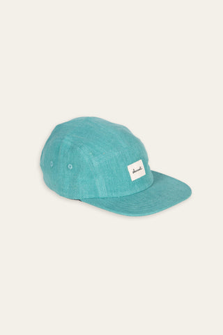 Woven turquoise upcycled 5-panel cap
