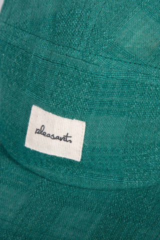Woven green upcycled 5-panel cap