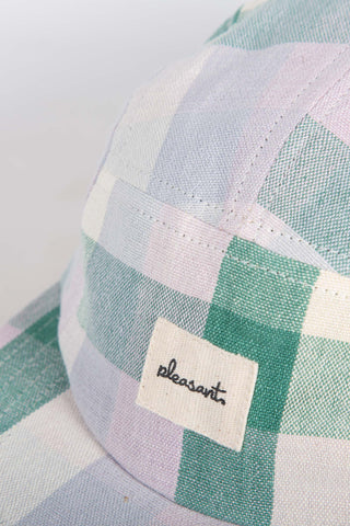 Pastel plaid multicolor upcycled5-panel cap