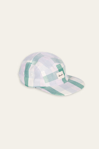 Pastel plaid multicolor upcycled5-panel cap