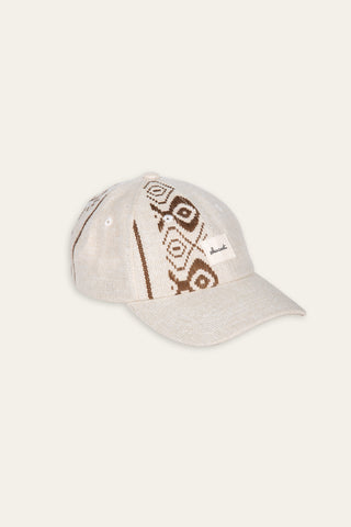 Geometric woven beige upcycled cap