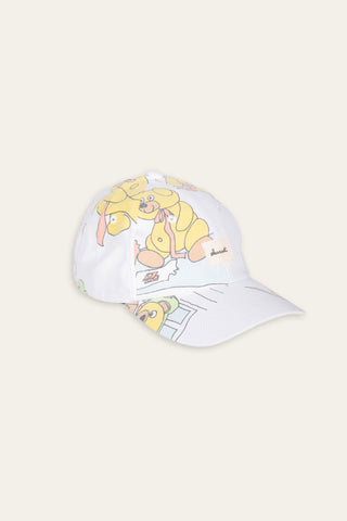 Bamse og kylling white upcycled cap