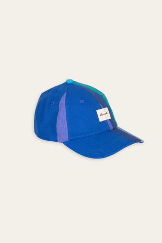 Color-blocked blue upcycled cap