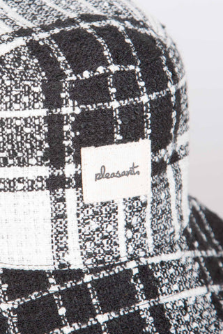 Refined checkered black upcycled bucket hat