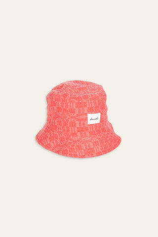 Textured coral upcycled bucket hat