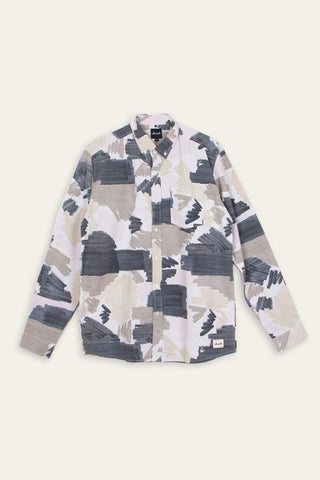 Artistic beige upcycled long sleeve shirt