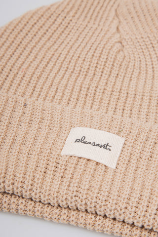 Beige recycled cotton beanie