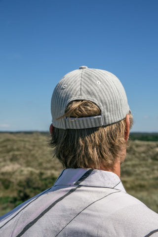 Green striped upcycled cap