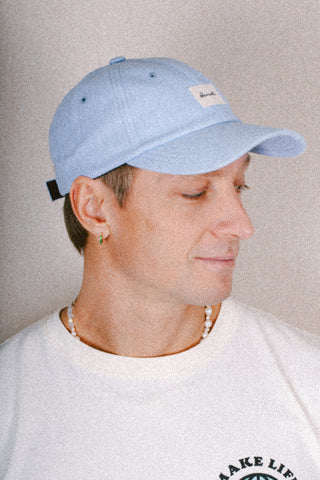 Clean pastel blue upcycled cap