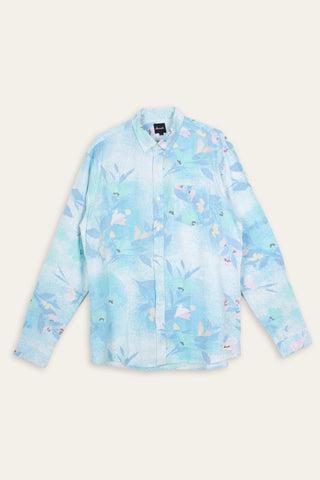 Cool blue upcycled long sleeve shirt