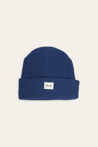 Deep blue recycled cotton beanie