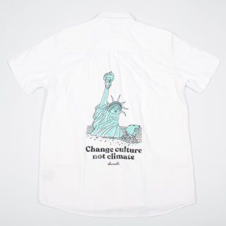 Change culture not climate upcycled shirt