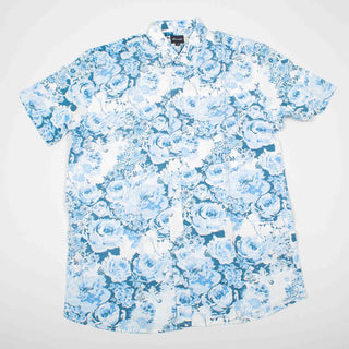 Ocean blue flowers upcycled shirt